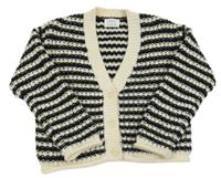 Černo-smetanový pruhovaný propínací crop svetr Zara