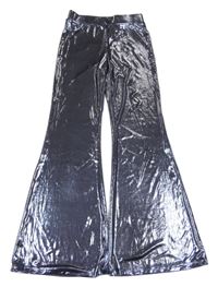 Stříbřitě modré flare kalhoty H&M