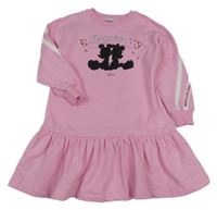 Světlerůžové teplákové šaty s Minnie a kamínky 