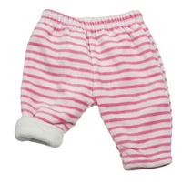 Světlerůžovo-růžové pruhované zateplené kalhoty C&A