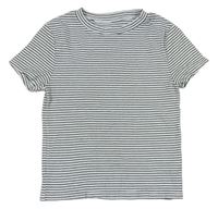 Bílo-černé pruhované žebrované tričko H&M