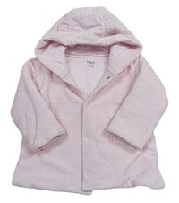 Růžová sametová žebrovaná zateplená bunda s kapucí M&S