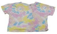 Modro-růžovo-žluté vzorované crop tričko Matalan 