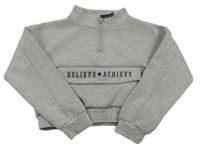 Šedá crop mikina s nápisem zn. Primark