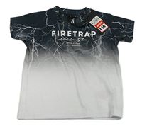 Bílo-tmavošedé tričko s logem Firetrap