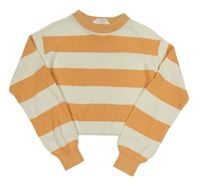 Oranžovo-smetanový pruhovaný crop svetr H&M