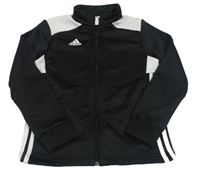 Černo-bílá sportovní propínací mikina s pruhy Adidas 