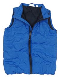 Modrá šusťáková prošívaná zateplená vesta Kids