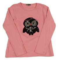 Růžový svetr s tučňákem z flitrů 