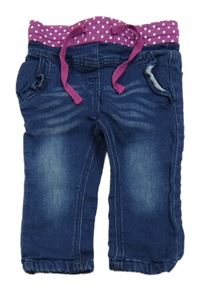 Tmavomodro-purpurové teplákové rifle s puntíky Topomini 