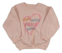 Nové - Broskvová mikina s nápisem a srdíčkem Matalan