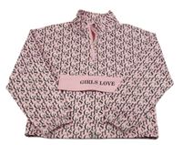 Světlerůžová crop mikina s nápisy 