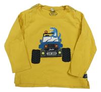 Žluté triko s autem a dinosaurem Joules 