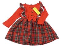 Nové - Červeno-kostkované šaty s volánky 