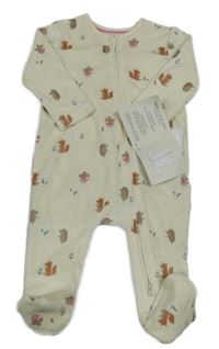 Nové - Smetanový sametový overal se zvířátky George