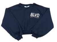 Tmavomodrá crop mikina s nápisem H&M