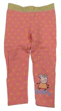Růžové kytičkované silnější legíny s Peppou 