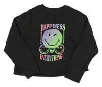 Černé crop oversize mikina se smajlíkem M&S