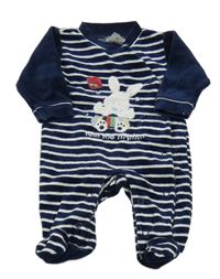 Tmavomodrý overal s proužky a zajíčkem C&A