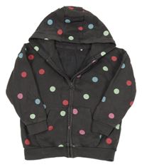 Tmavošedá propínací mikina s puntíky a kapucí George 