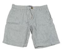 Modro-bílé pruhované lněné kraťasy Next