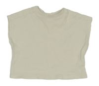 Smetanové strukturované crop volné tričko Zara 