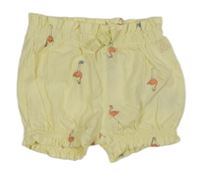 Žluté bavlněné kraťasy s plameňáky GAP 