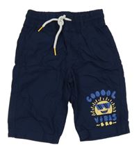 Tmavomodré plátěné kraťasy se sluníčkem In Extenso