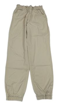 Béžové plátěné cuff kalhoty H&M