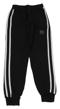Černé tepláky s proužky a logem Philipp Plein