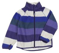 Fialovo-bílo-modrá pruhovaná fleecová propínací mikina H&M