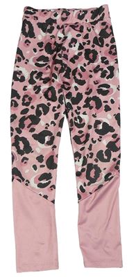 Růžovo-černo-bílé vzorované sportovní legíny Matalan