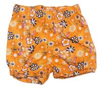 Oranžové květované plátěné kraťasy s plameňáky Topomini 