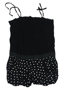 Černý letní overal s bílými puntíky zn. H&M