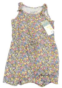 Bílo-barevný květovaný letní overal PRIMARK