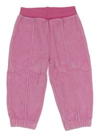 Růžovo-tmavorůžové sametové tepláky