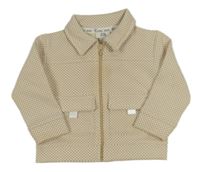 Hnědo-bílá vzorovaná propínací mikina s límečkem zn. RIVER ISLAND