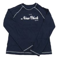 Tmavomodré žebrované mikinotriko s nápisy St. Bernard