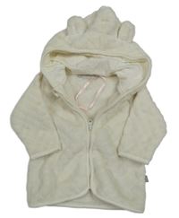 Smetanová prošívaná plyšová zateplená bunda s kapucí s oušky Smile