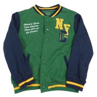 Tmavozeleno/tmavomodrá baseballová mikina s písmenky a nápisy PRIMARK