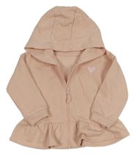 Světlepudrová propínací mikina se srdíčkem a kapucí Matalan