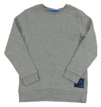 Šedá melírovaná prošívaná vyteplená mikina s nášivkou F&F