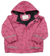 Tmavorůžová nepromokavá jarní bunda s kočičkami a zajíčky a kapucí Kiki&Koko