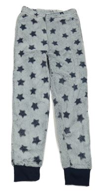 Tmavomodro-bílé plyšové pyžamové kalhoty s hvězdičkami INFINITY KIDS