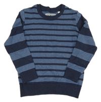 Modro-tmavomodrý pruhovaný melírovaný svetr C&A