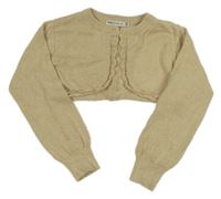 Béžové melírované propínací svetrové bolérko se třpytkami a vzorem C&A