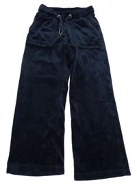 Tmavomodré plyšové kalhoty 157