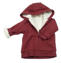 Vínová propínací zateplená mikina s kapucí s oušky George