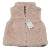 Nové - světlerůžová kožešinová zateplená vesta se srdíčky PRIMARK