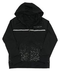 Černá propínací sportovní mikina s nápisem a skvrnkami a kapucí George